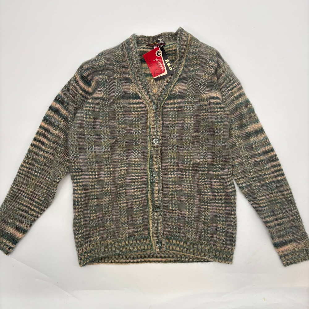 Panda Brand Angora Womens Size Medium Lambswool Cardigan Sweater Green